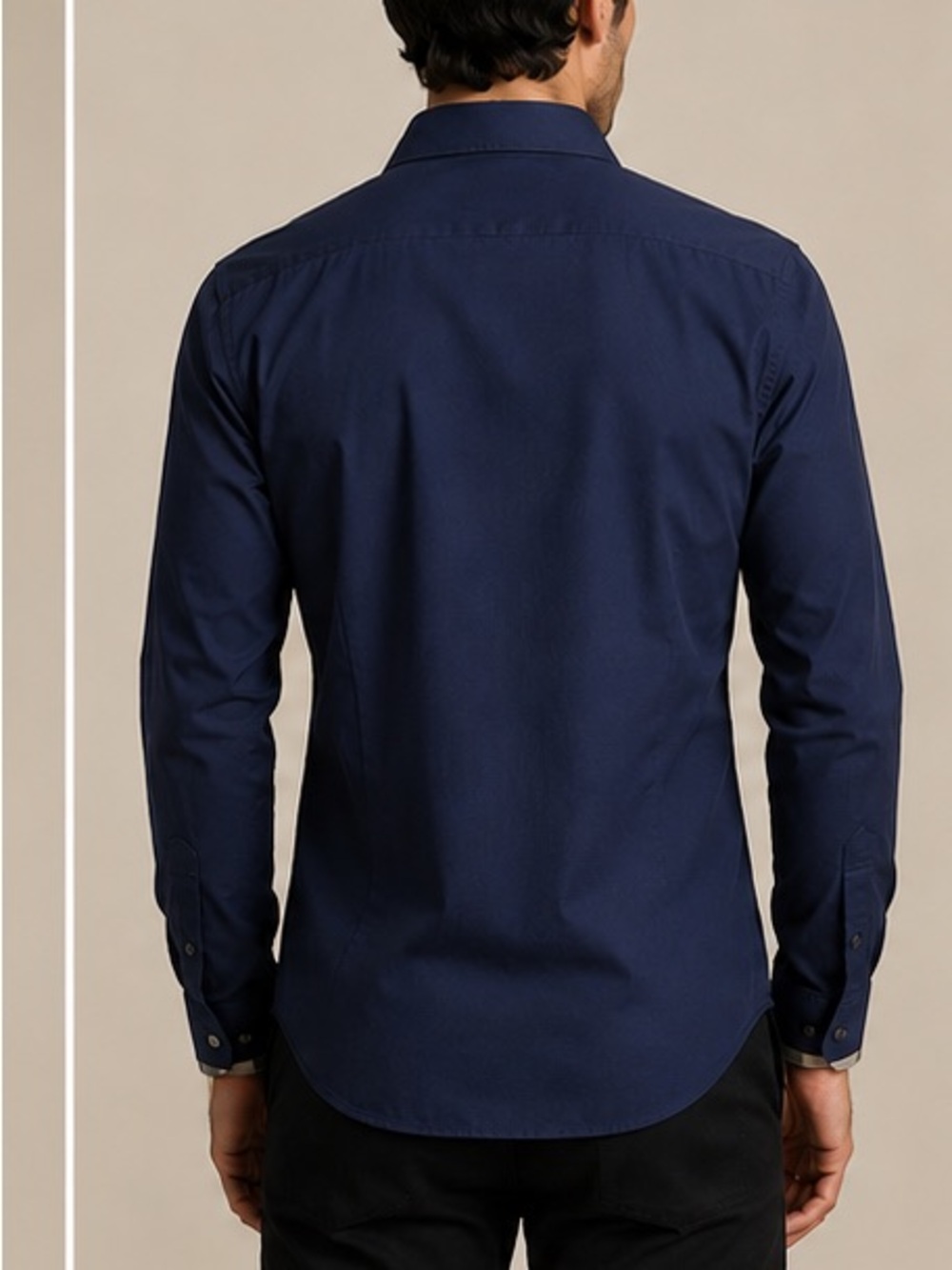 Burberry Navy Long-Sleeve Dress Shirt with Contrast Trim - Picture 2 of 8
